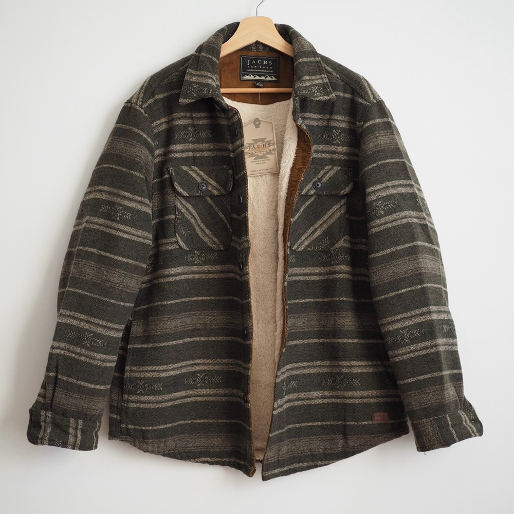 Jachs NY wool coat fleece sherpa lined shirt jacket